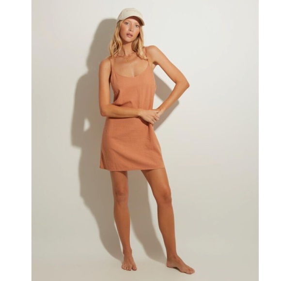 Billabong • Rust Summer In Love Linen Mini Dress • Size 6 • NWT - Picture 1 of 7